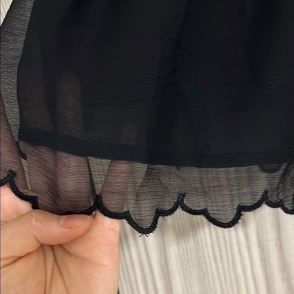 Black Smocked Peplum Blouse with Puff Sleeves - Picture 7 of 7
